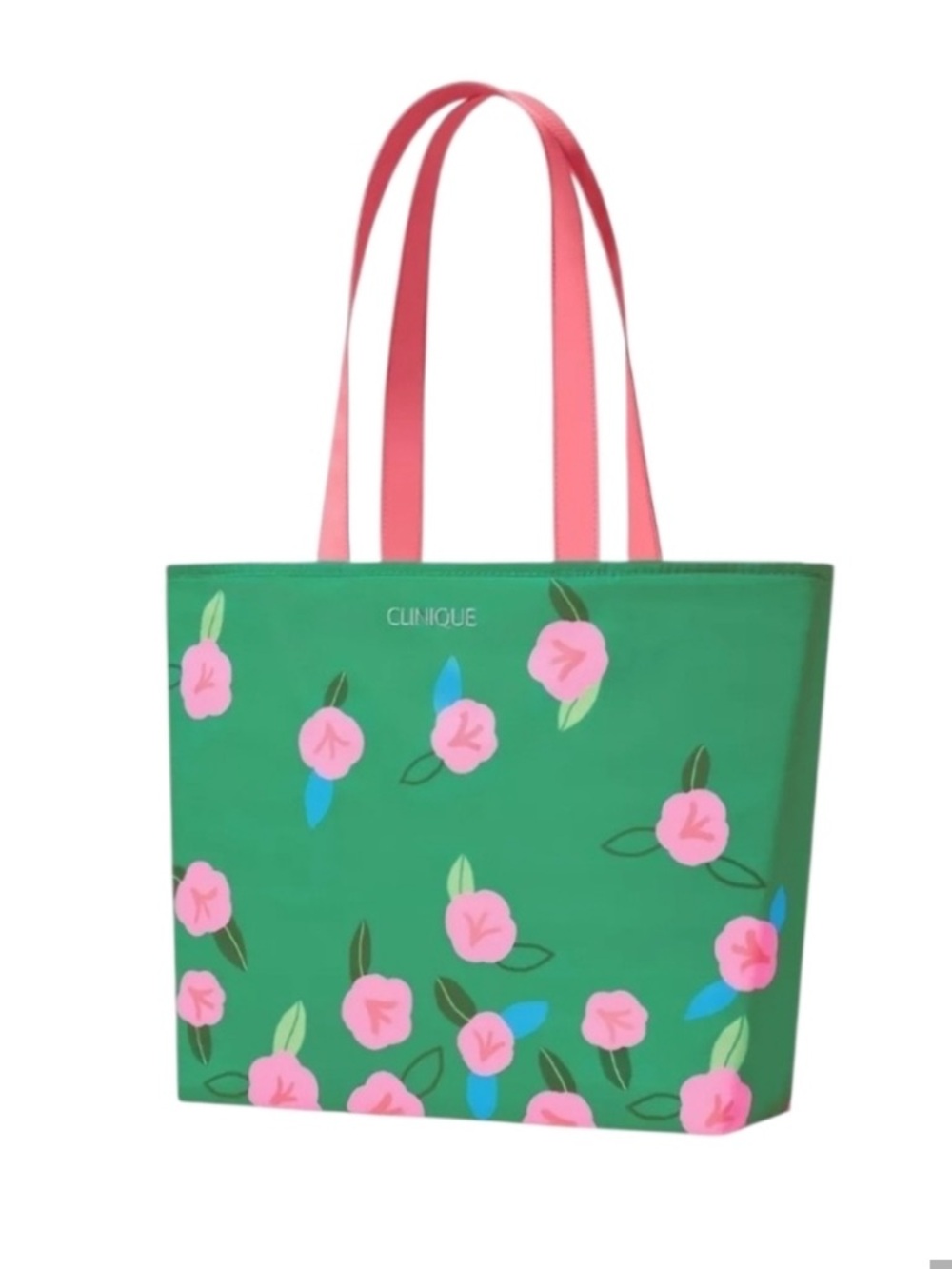 🌷NWT Clinique Green Floral Tote and Makeup Bag 🌷
